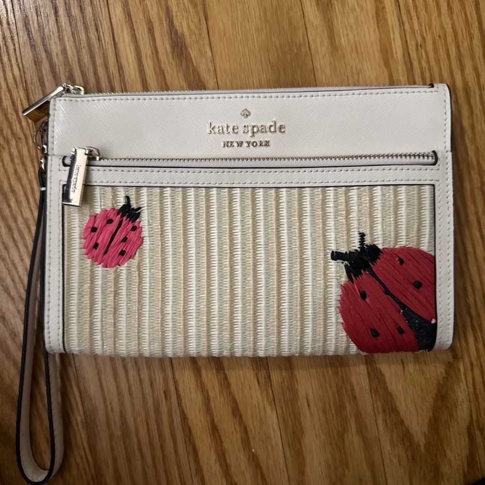 Kate Spade Cream and Black Ladybug Wristlet